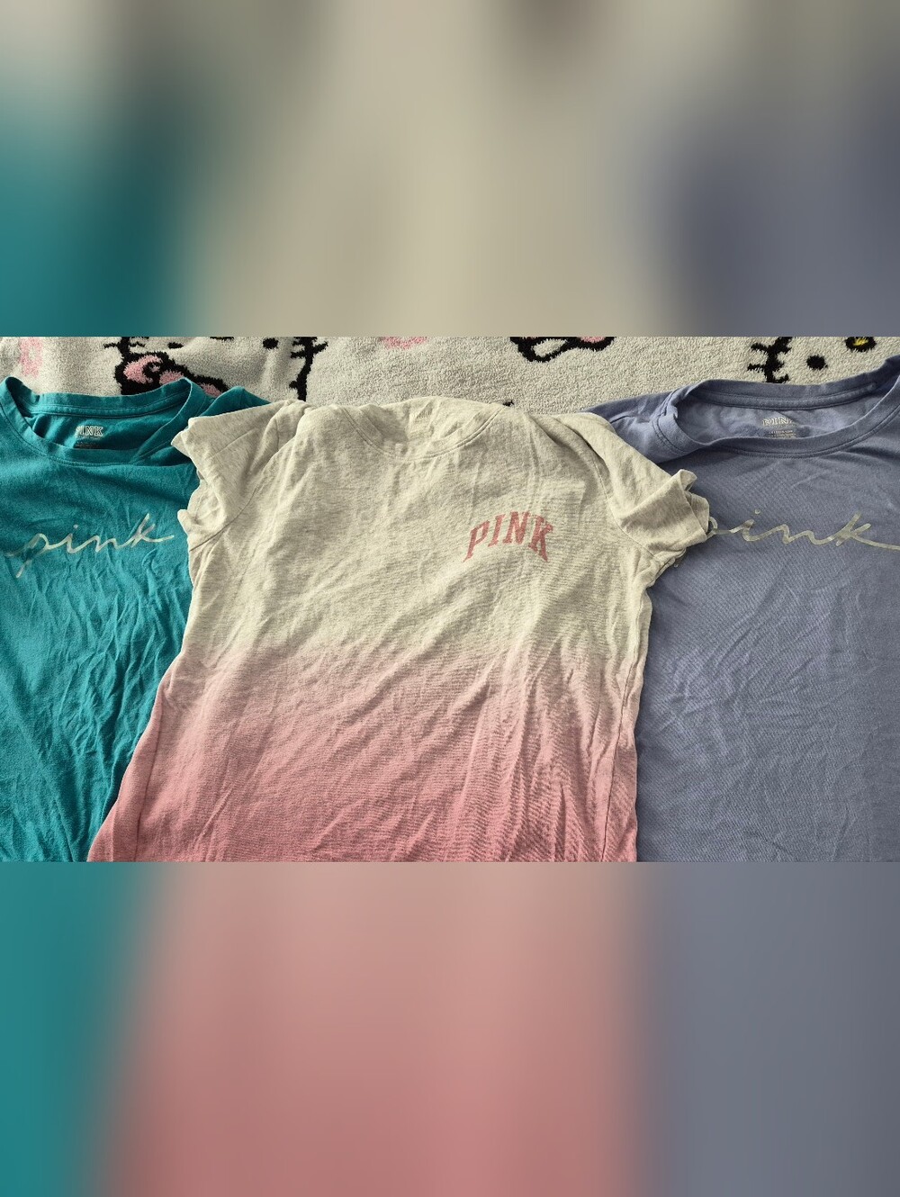 PINK Victoria's Secret White to Pink Ombre Long Sleeve Tee